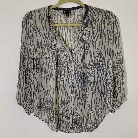 Anthropologie Tops - 🌵5/$25🌵fei Gray Sheer Pattered Button Tunic; 4